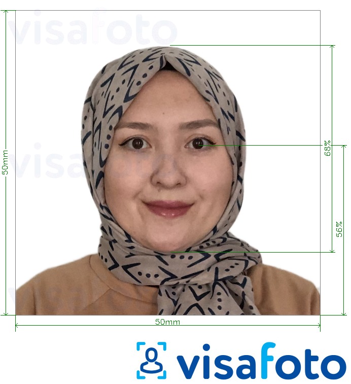 Afg'oniston pasporti 5x5 sm (50x50 mm) uchun rasm namunasi zaruriy hajm xususiyatlariga ega