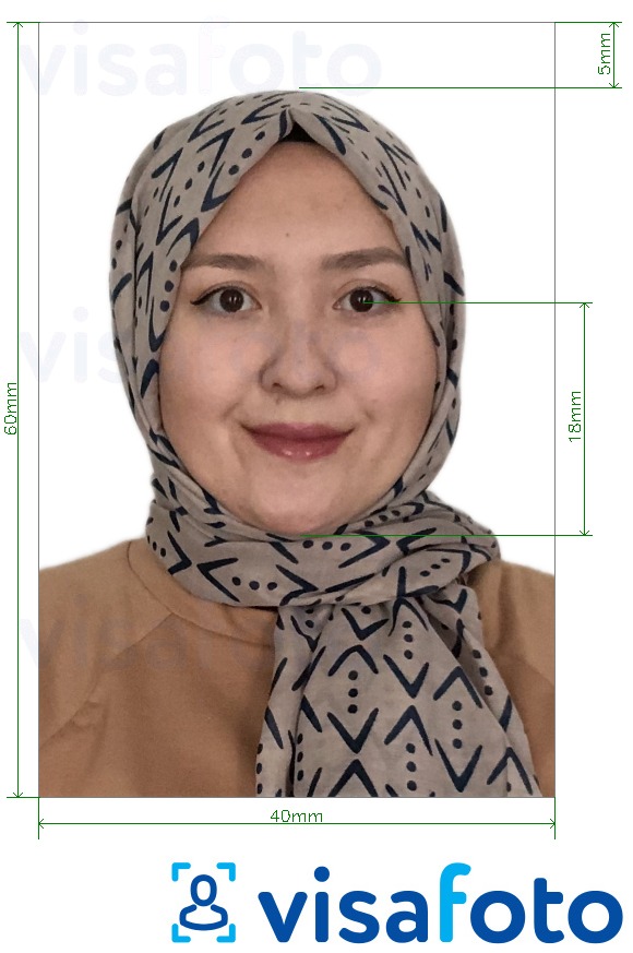  Qirg'iziston pasporti 4x6 sm (40x60 mm) uchun rasm namunasi zaruriy hajm xususiyatlariga ega